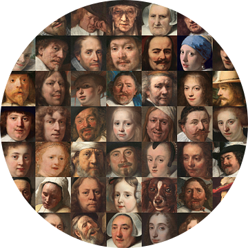 Gezichten van de Gouden Eeuw - Collage van portretten van Nederlanders van Roger VDB