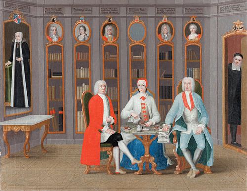 De familie Stenbock in hun bibliotheek in Rånäs, Carl Fredrik Svan...