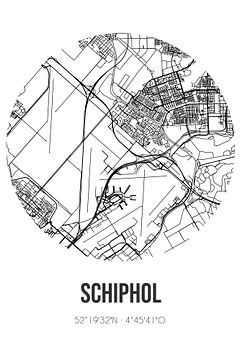 Schiphol Airport (North-Holland) | Carte | Noir et blanc sur Rezona