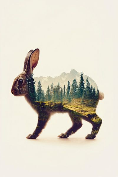 Impressionistische natuurlijke konijnen van Poster Art Shop