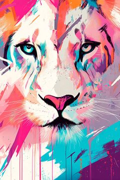 Colourful lion's head - Creative graphic art by Poster Art Shop