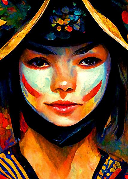 Samurai girl painting 01 by Sahruddin Said