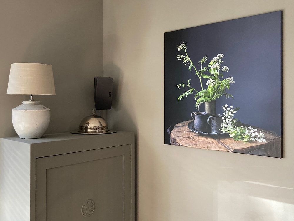 Still life with cow parsley and pewter on wood [square]., by Affect Fotografie