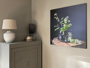 Customer photo: Still life with cow parsley and pewter on wood [square]. by Affect Fotografie