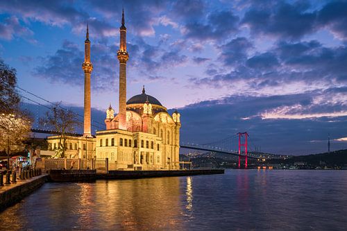 Ortakoy Mosque in Istanbul, Turkey at night