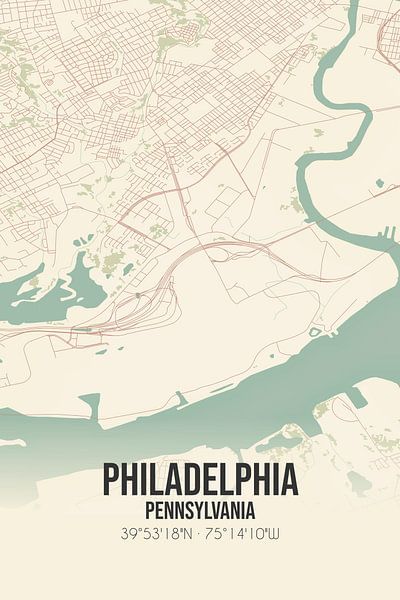 Carte ancienne de Philadelphie (Pennsylvanie), Etats-Unis. par Affiches de lieux