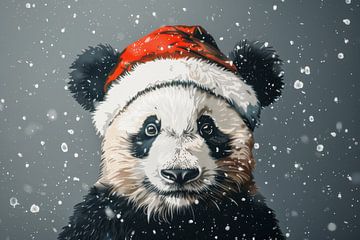 Kerst Panda in Sneeuwval - Winterse Vreugde van Eva Lee