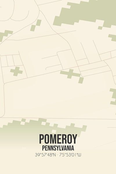 Carte ancienne de Pomeroy (Pennsylvanie), USA. par Affiches de lieux