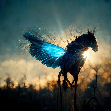 blue flying horse van Kim van Beveren