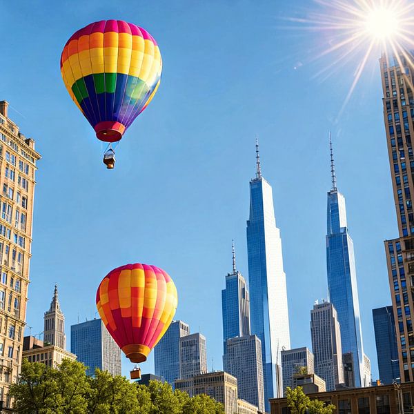Colourful balloons over the big city by insideportugal