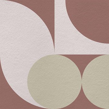 Moderne abstracte minimalistische kunst met geometrische vormen in warm bruin, beige, wit van Dina Dankers