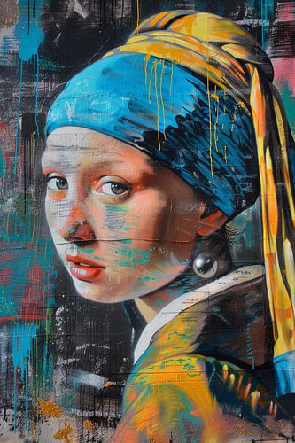 Street art meisje met de parel