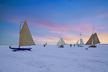 Ice sailing on the Gouwzee with sunset by Eye on You