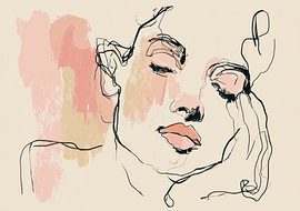 A minimalist line drawing of a woman in pastel colours by Niklas Maximilian