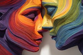 Liefdeskoppel abstract Azië van Egon Zitter