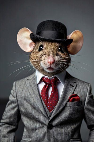 Stylish mouse in suit and hat by Art & Soul Creations