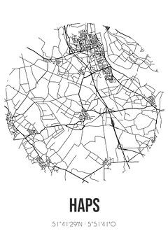 Haps (Noord-Brabant) | Landkaart | Zwart-wit van MijnStadsPoster