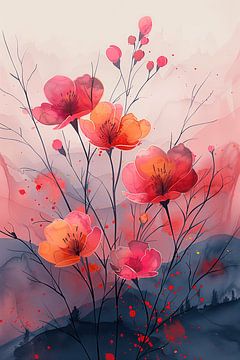 Elegante Bloemen in Moderne Botanische Stijl van Steinfox Art