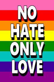 No Hate Only Love Text Art Pride by Art Kingdom
