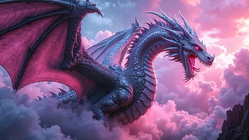 DRAXYRA - A massive dragon flying through the clouds
