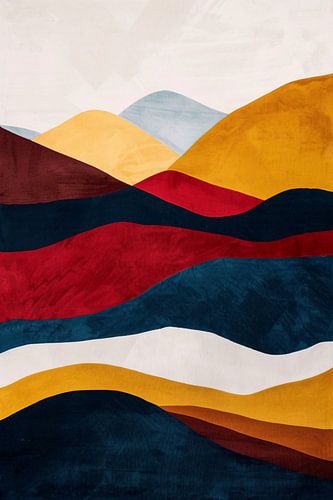 Paysage abstrait coloré avec des collines et des couches