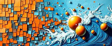 Ocean between power and stillness - an abstract landscape made of tiles of a moving sea by AidasignArt