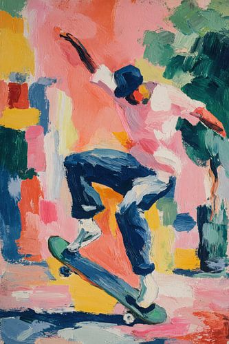 Skateboarders in bright colours