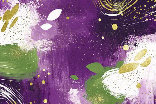 Dessin abstrait violet-vert.