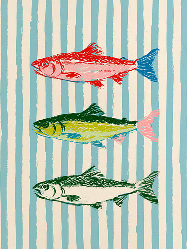 Bunte Fische, gestreifte Sardinen