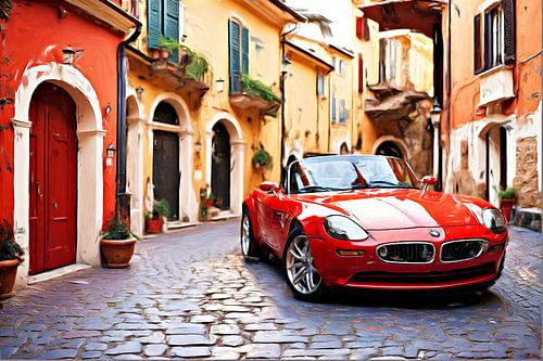 Rode BMW Z8 ergens in Italië