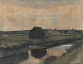 Landschap met een Turfstapel en boerderijen, Vincent van Gogh van Meesterlijcke Meesters thumbnail
