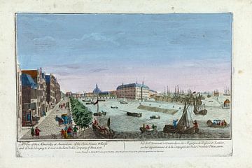 Ansicht der Admiralität in Amsterdam, der Lagerhäuser, Kais und Docks, die zu ihr und zur Ostindien-