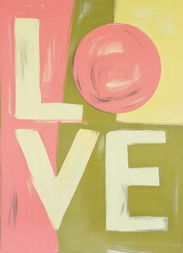 Abstract LOVE design: pink, olive green & yellow by Niklas Maximilian