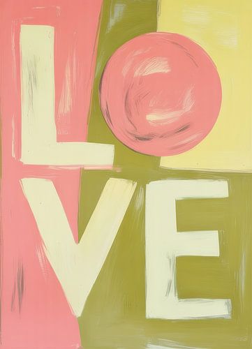 Abstract LOVE-ontwerp: roze, olijfgroen & geel