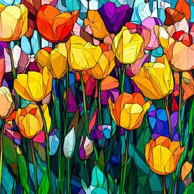 Kleurrijke abstracte tulpenweide van Art & Soul Creations