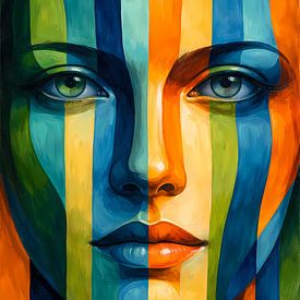 Visage de femme abstrait sur Linda de Klein