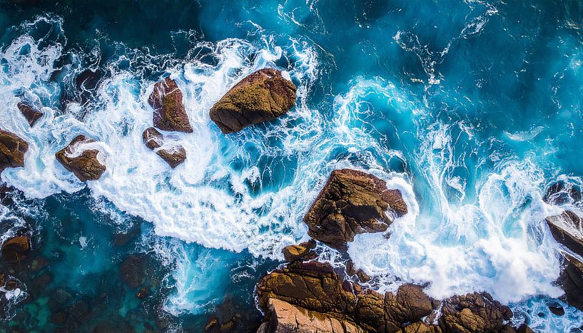 Aerial background with blue waves by Mustafa Kurnaz