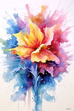 aqaurel abstrait d'une fleur/de fleurs. sur Gelissen Artworks