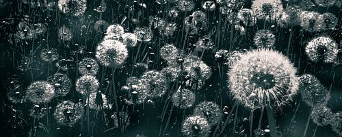 blowball dandelion black and white
