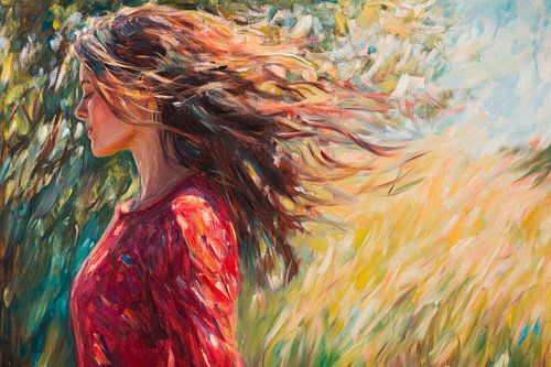 Vrouw in de wind