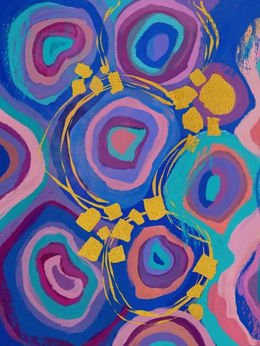 Aura I - Abstracte kleurexplosie met een vleugje goud