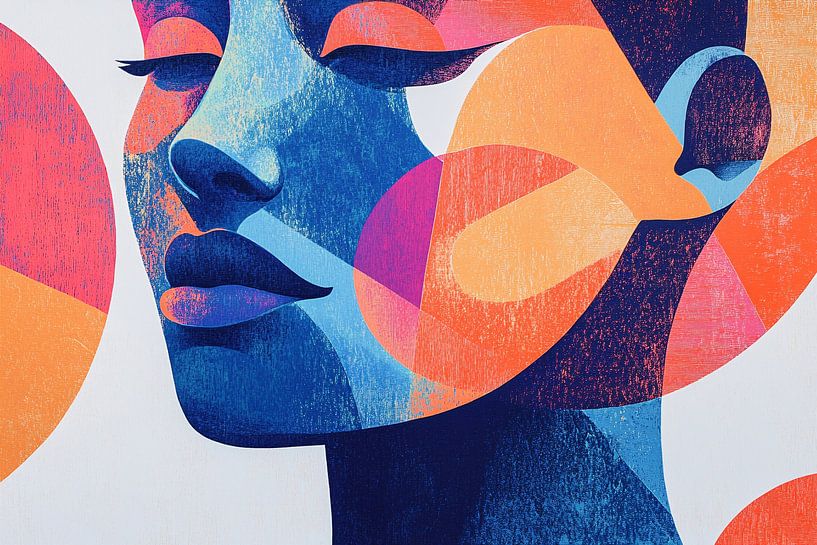 Abstract colourful portrait with shapes by Art & Soul Creations