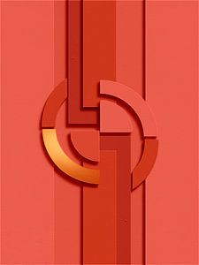 Minimal Art: Abstrakte Formen auf Leinen in Rottönen