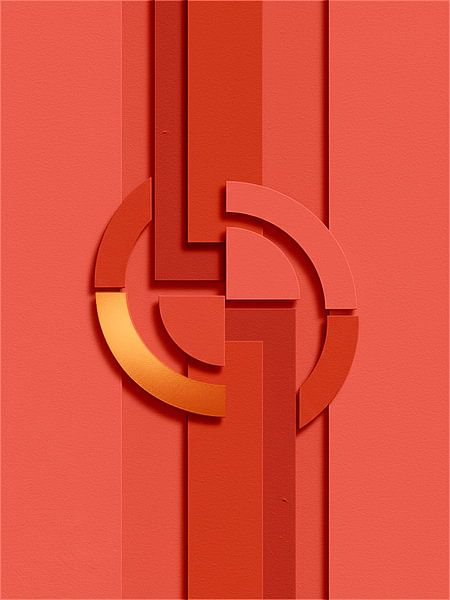 Minimal Art: Abstrakte Formen auf Leinen in Rottönen von STUDIO MINIMAL ART