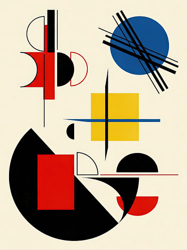 Bauhaus: Geometrische Komposition – Rot, Blau, Gelb – Abstrakte moderne Kunst
