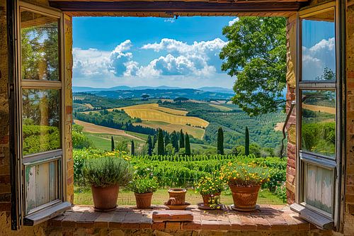 kijk uit het raam met zicht op een prachtig landschap