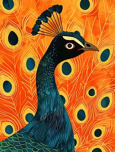Bunter Pfau Fokus auf das Auge