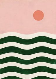 Minimalist ribbon design pink green by Niklas Maximilian