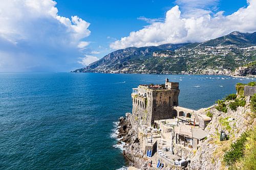 Historic watchtower in Maiori on the Amalfi Coast in Italy