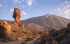 Majestic Roque Cinchado Rises With Mount Teide in the Serene Can by PhotoCluster